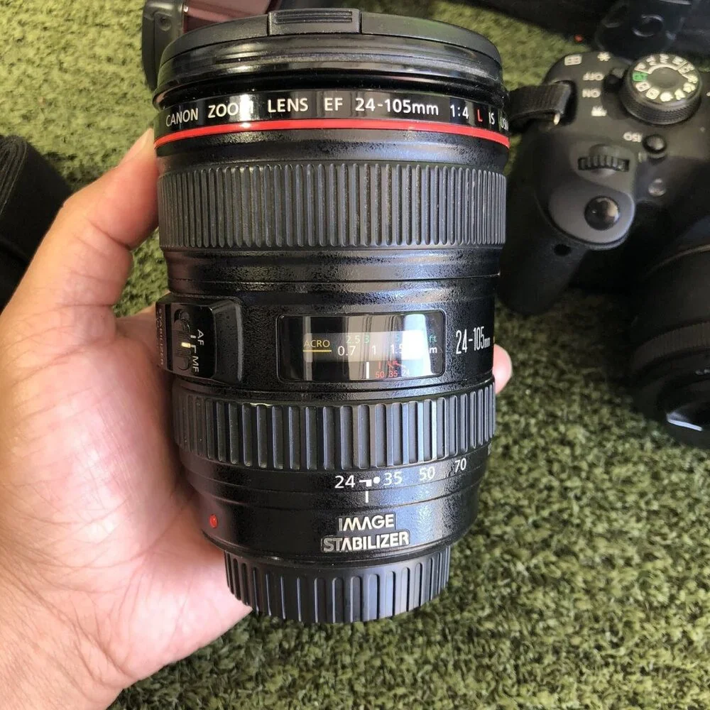 Canon EOS Rebel T5i 18.0MP Digital SLR Camera w/50mm lens 1:1.8/EF 24-105mm 77mm